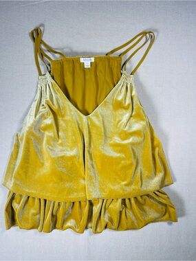 Xhilaration Velvet Ruffle Cami in Mustard Yellow